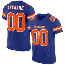 Custom Authentic Royal Football Mesh Orange-White Jersey