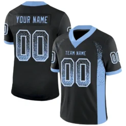 Custom Black Light Blue-White Mesh Drift Fashion Football Jersey